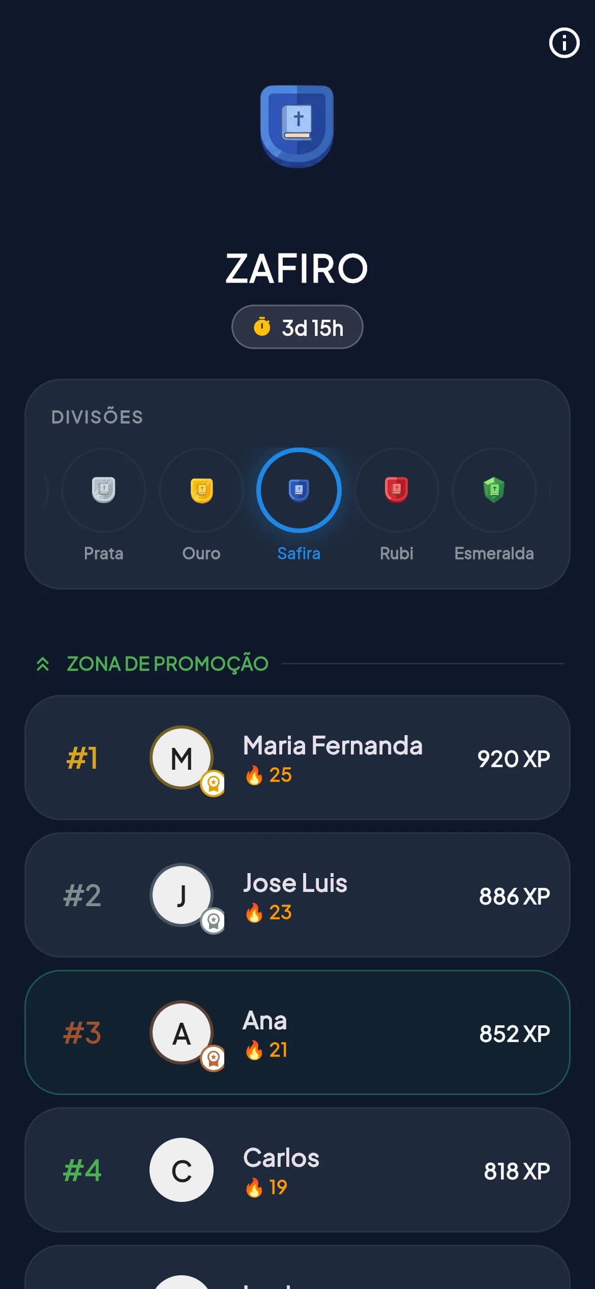 Competição bíblica e ligas no BibleVerse