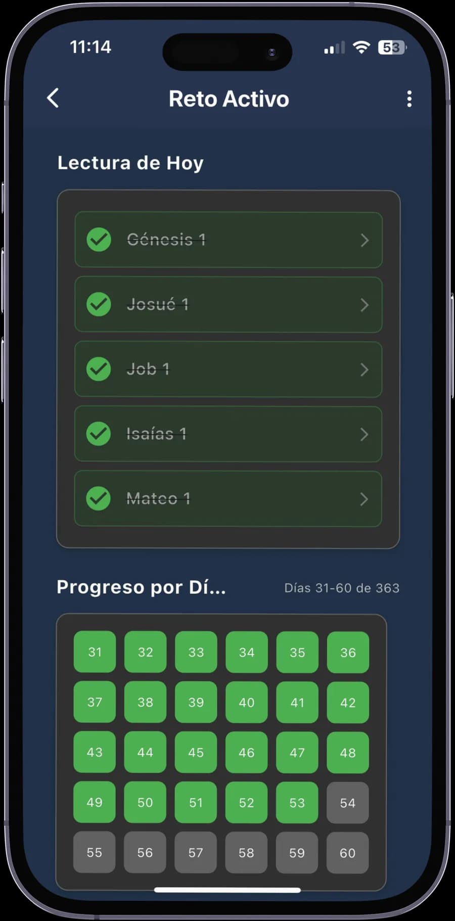 Pantalla de retos diarios