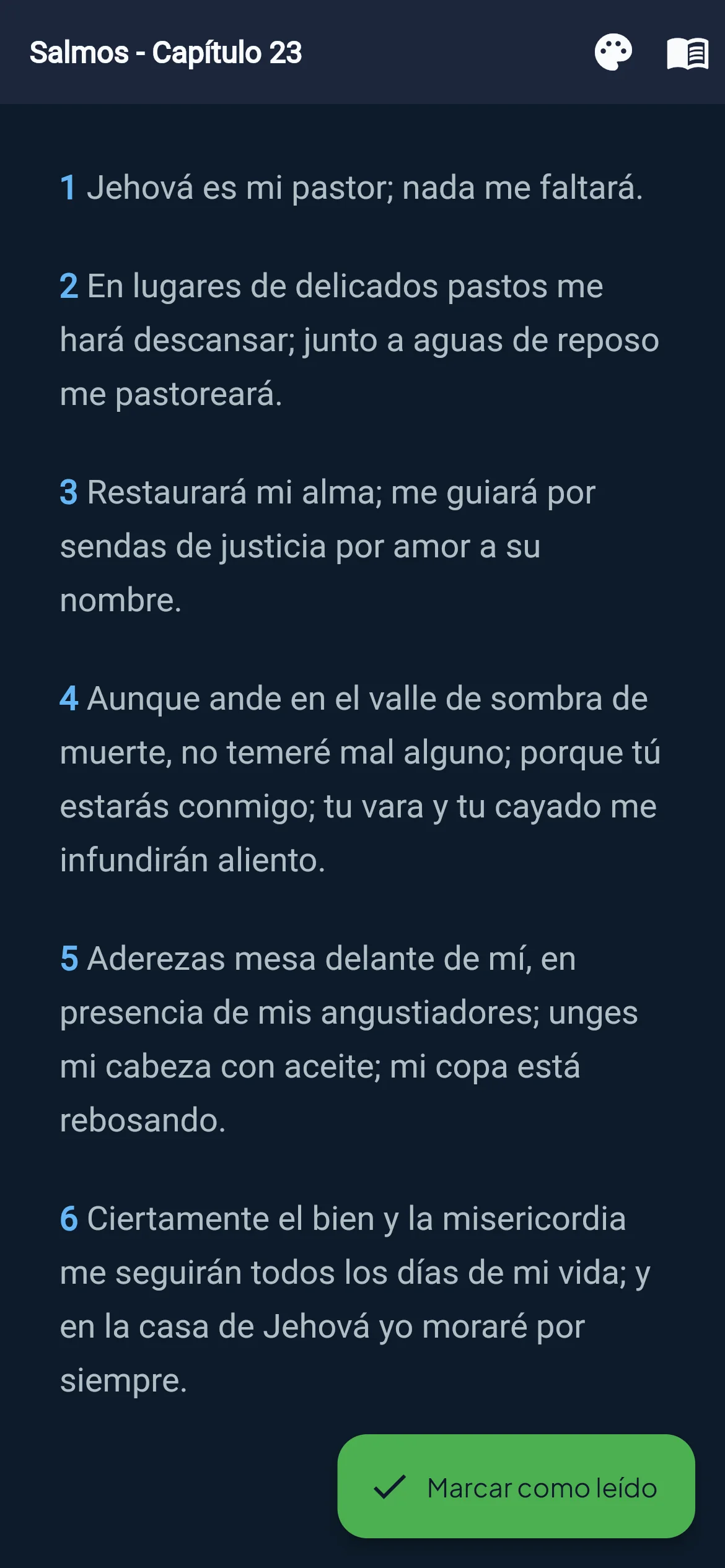 BibleVerse guided reading screen shown in Spanish