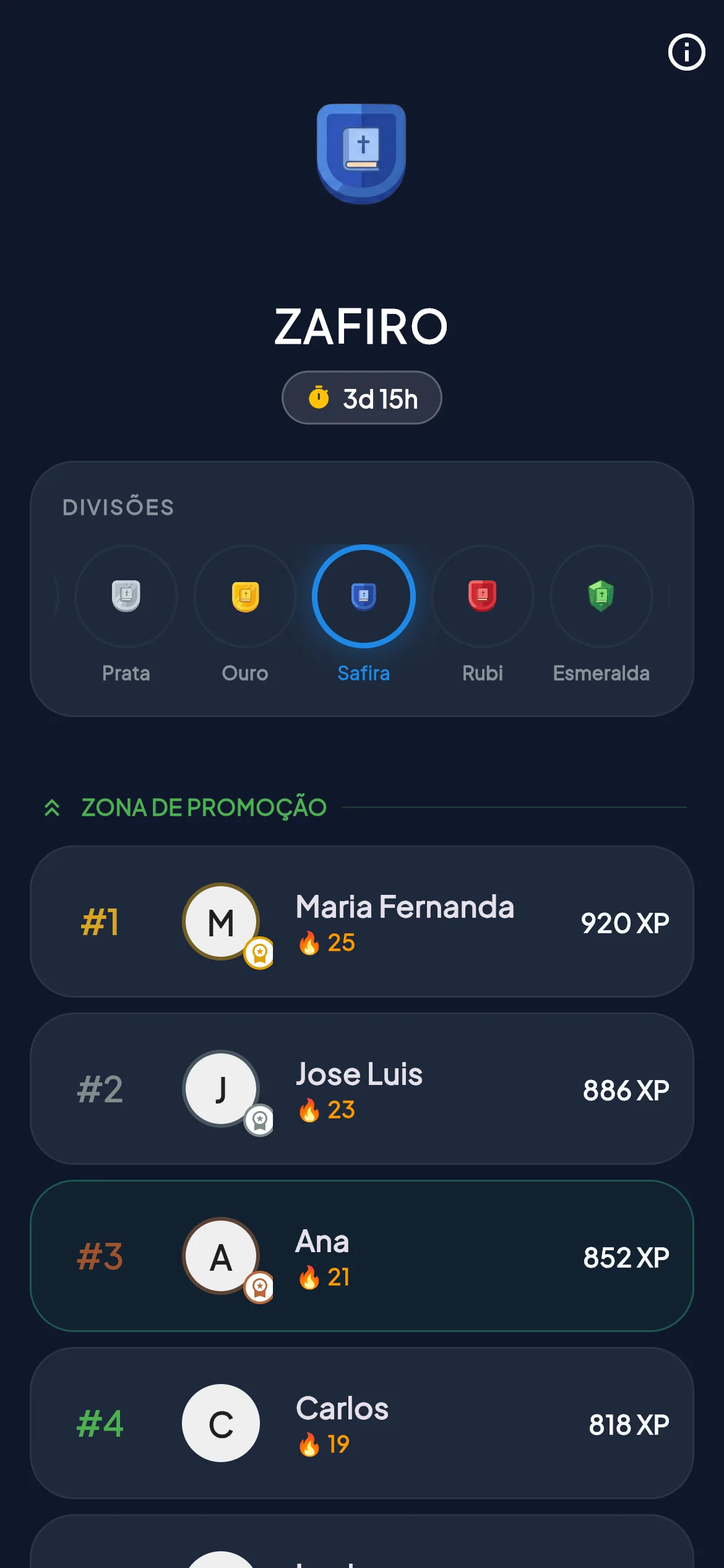 Competição bíblica e ligas no BibleVerse