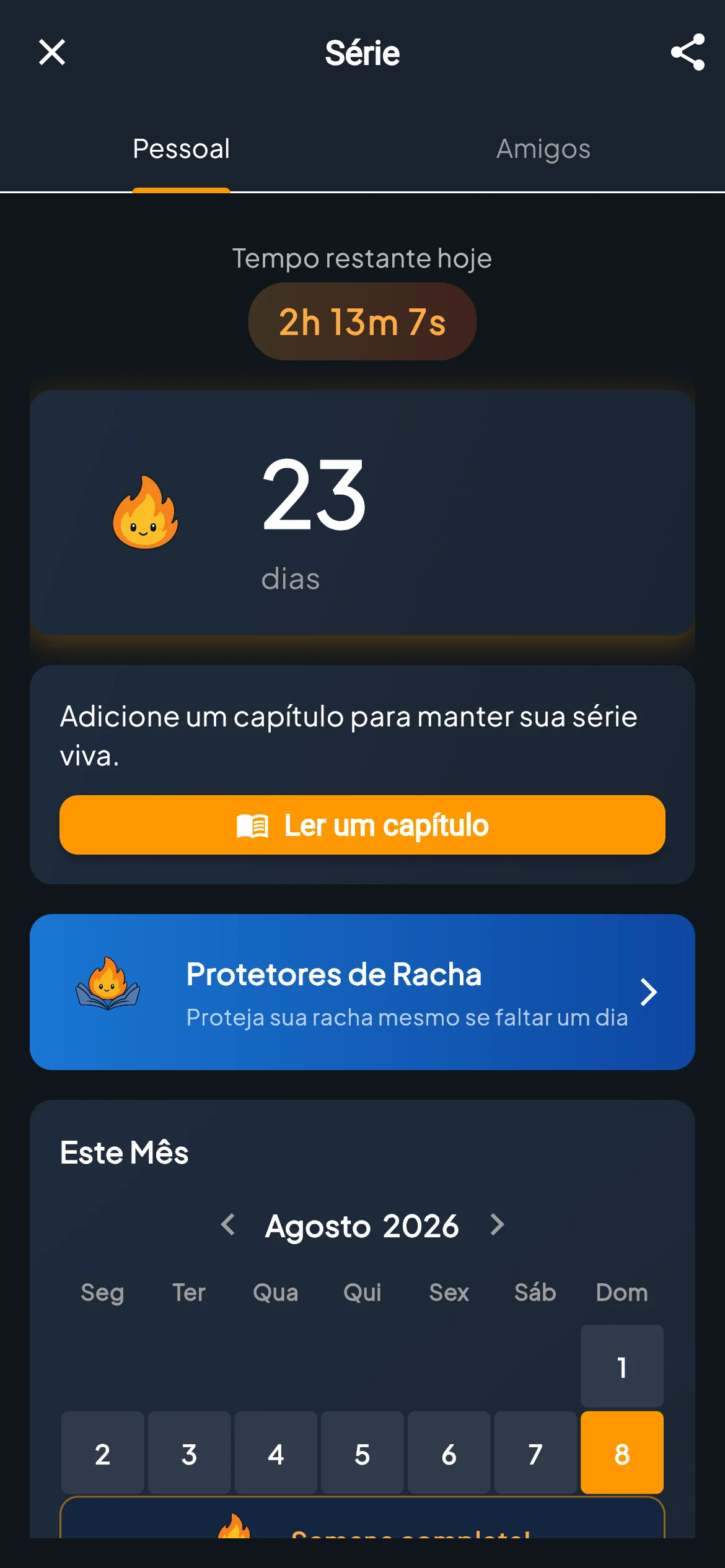 Tela de sequências de leitura do BibleVerse